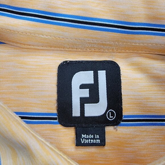 Footjoy Polo Shirt Mens Large Orange Striped Golf Performance North‎ Gate Logo - Picture 6 of 9